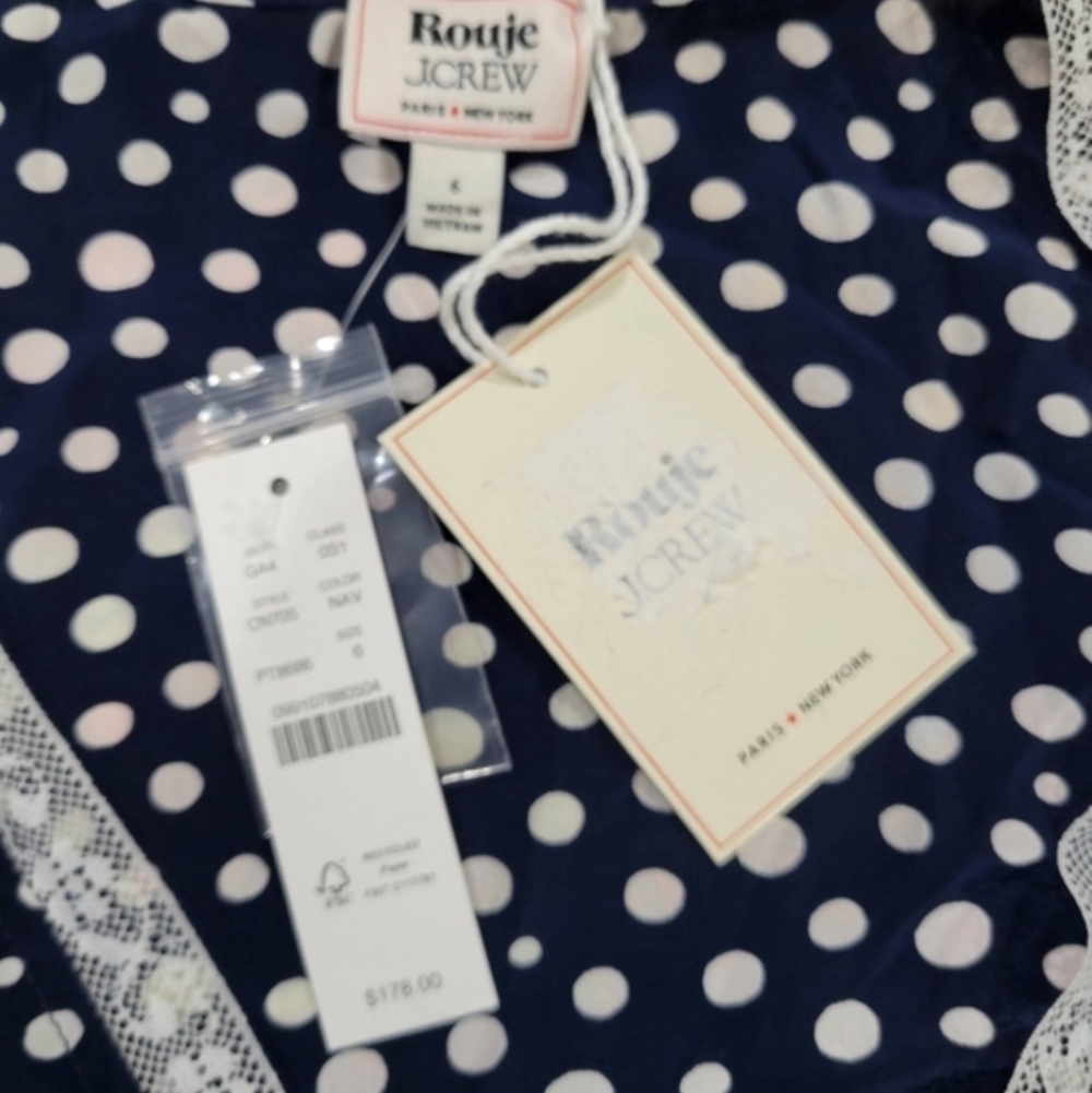 J Crew Rouje X J.Crew Rencard wrap dress CN705 Size 6 NWT Blue White - Picture 7 of 8